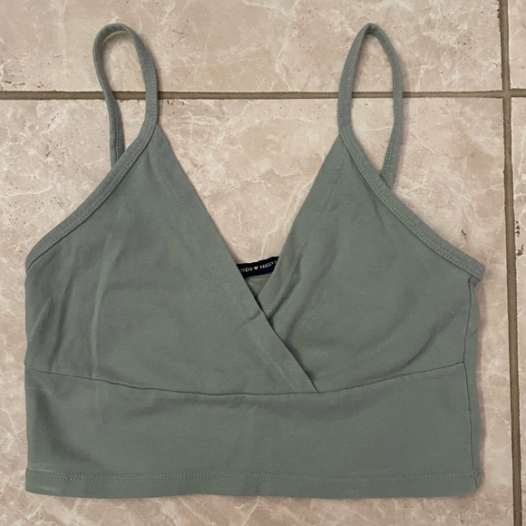 Brandy Melville sage green amara cropped tank - Picture 2 of 5
